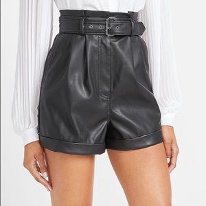 Express Belted Faux Leather Shorts
